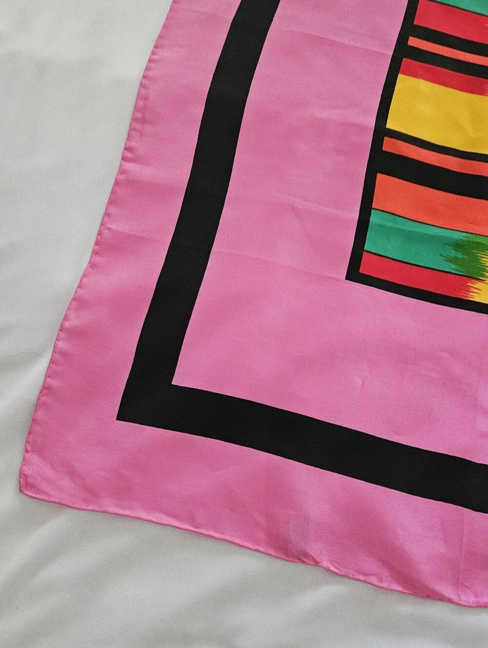 Vintage FDS Silk Square Scarf Pink Geometric Abstract Hand Rolled 32